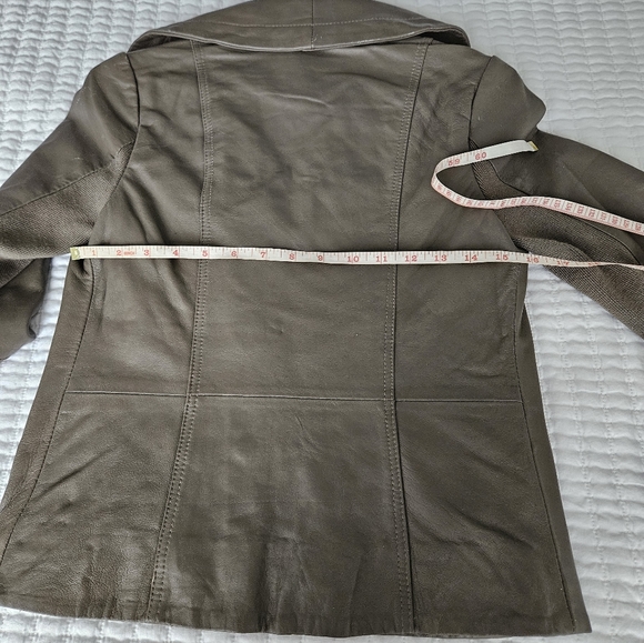 Genuine Leather Jacket Green Gray - Picture 14 of 17